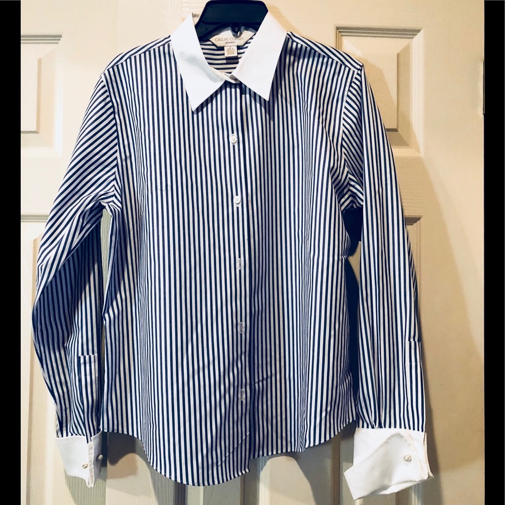 100% cotton non-iron button down dress shirt- L